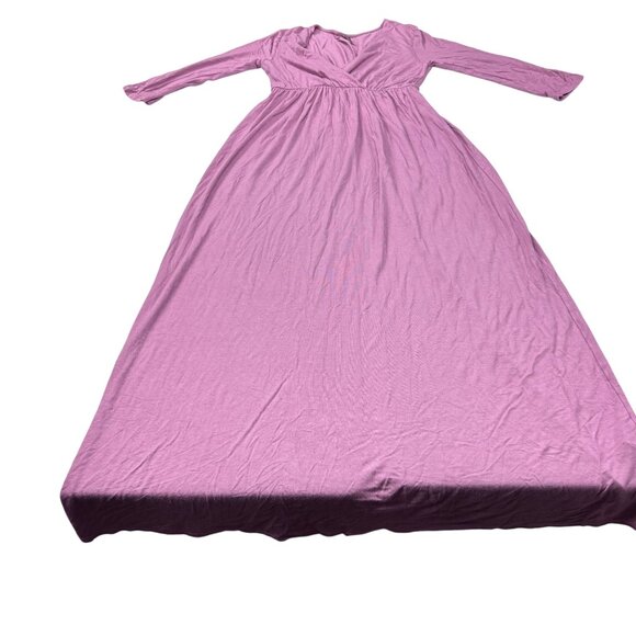 Mother Bee Mauve Maternity Maxi Dress Wrap Style Long Sleeves Size M - Picture 4 of 11